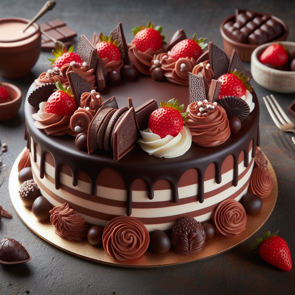 تزیین کیک شکلاتی سبک قنادی